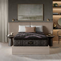 The Beautyrest Black medium pillow top mattress in a bedroom on a light brown wood bed frame || series: Series Two || feel: medium pillow top