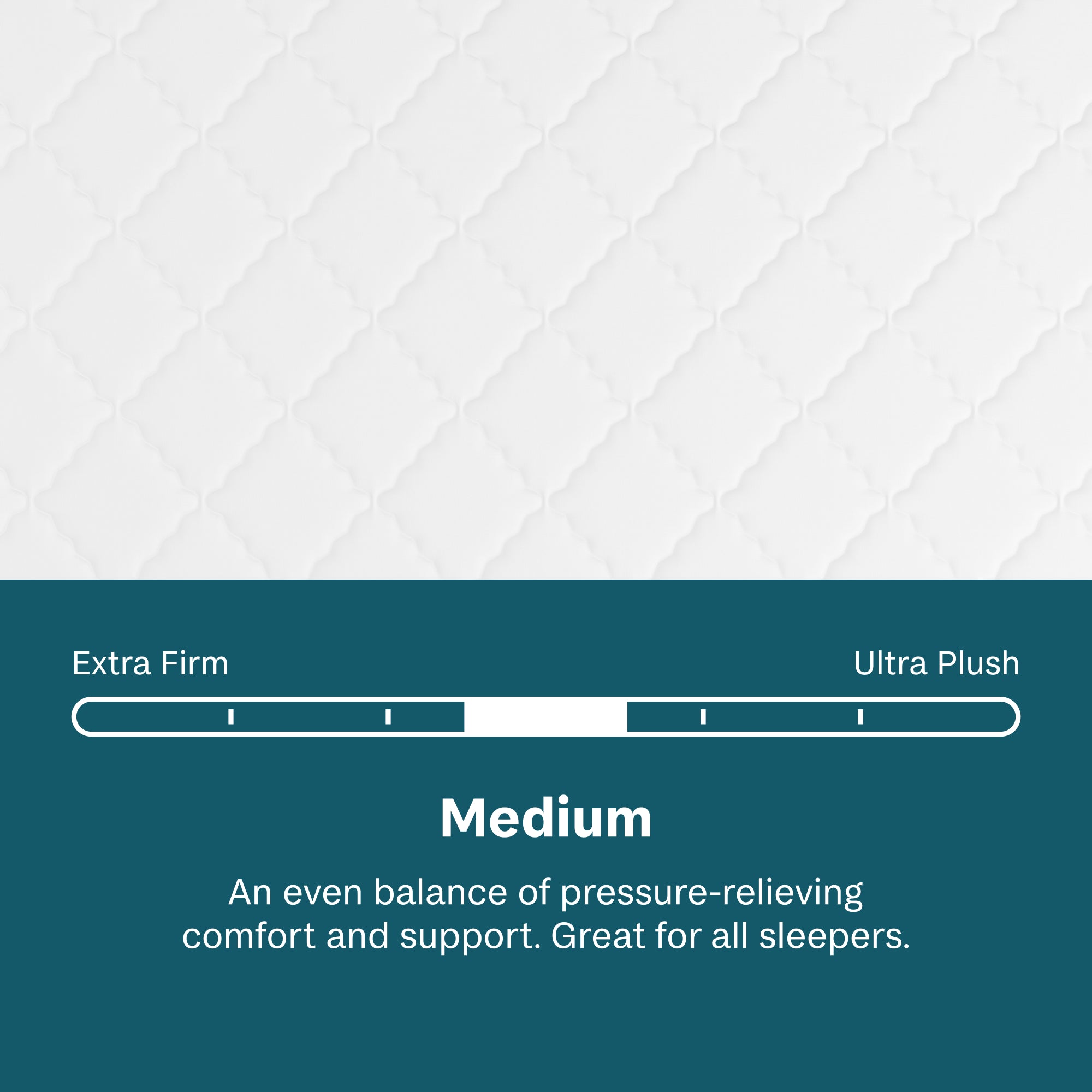 Beautysleep Mattress Sleep comfort scale with 'Medium~' option highlighted on a teal background