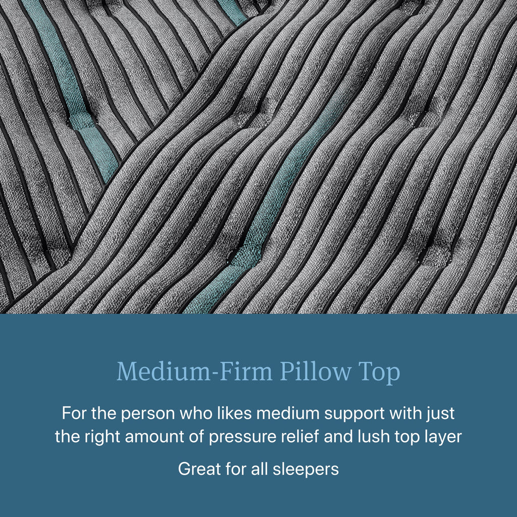 Closeup image of the Level Two Medium Firm Pillow Top Beautyrest Innerspring Mattress